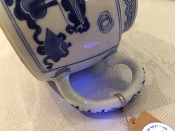A Chinese blue and white teapot and cover with 'antiquities' design, Kangxi