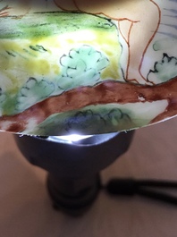 A Dutch-decorated Chinese export 'Adam &amp; Eve' cup and saucer, Yongzheng