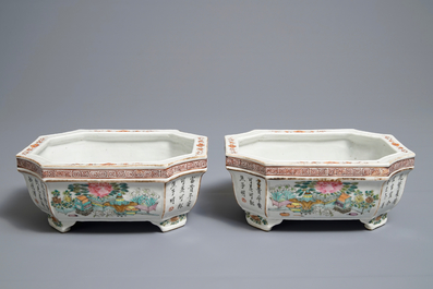Een paar Chinese qianjiang cai jardini&egrave;res, 19/20e eeuw
