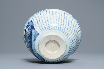 Een grote Chinese blauwwitte kom met gedicht 'Ode aan de rode kliffen', Transitie periode