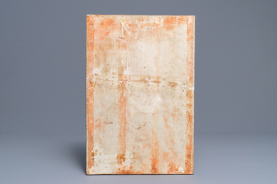 A large Chinese famille rose '18 Luohan' plaque, 19th C.