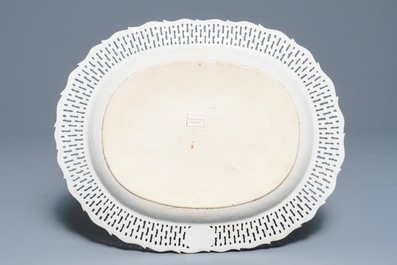A Chinese Dutch-decorated iron red and gilt reticulated dish, Qianlong