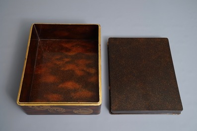A Japanese lacquer 'suzuribako' with inner compartment, Edo or Meiji, 19th C.