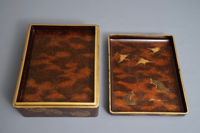 A Japanese lacquer 'suzuribako' with inner compartment, Edo or Meiji, 19th C.
