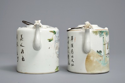 Two Chinese qianjiang cai teapots and covers, 19/20th C.