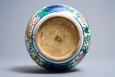 A Chinese wucai 'dragon' censer, Transitional period or Kangxi