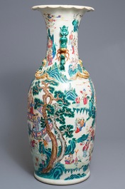 A large Chinese famille rose 'immortals' vase, 19th C.