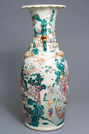 A large Chinese famille rose 'immortals' vase, 19th C.