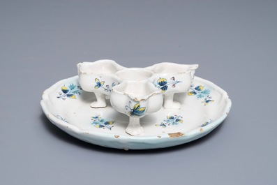 A Brussels faience spice dish with butterflies and flowers, 18th C.