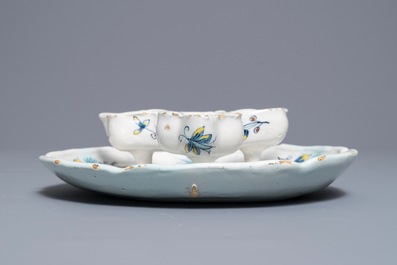 A Brussels faience spice dish with butterflies and flowers, 18th C.