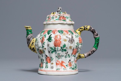 A Chinese famille verte teapot and cover, Kangxi