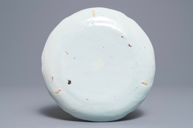 A Brussels faience spice dish with butterflies and flowers, 18th C.