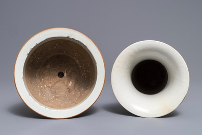 A Chinese qianjiang cai vase and a jardini&egrave;re, 19/20th C.