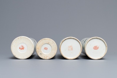 Four Chinese qianjiang cai hat stands, 19/20th C.