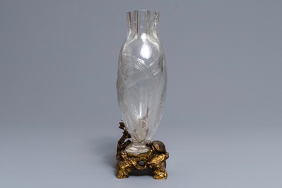 Un vase Art Nouveau en cristal sur pied en bronze dor&eacute;, Baccarat et Escalier de Cristal, Paris, vers 1920