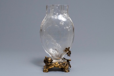 Un vase Art Nouveau en cristal sur pied en bronze dor&eacute;, Baccarat et Escalier de Cristal, Paris, vers 1920
