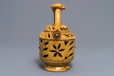 A Flemish pottery fire pit and cover, Torhout, 19th C.