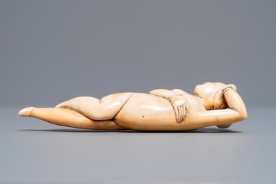 A Chinese carved ivory 'doctor's lady', Ming or early Qing