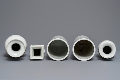 A collection of six Chinese qianjiang cai vases, 19/20th C.