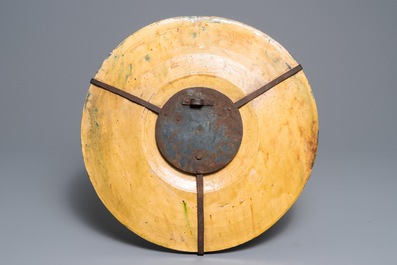 A large Flemish pottery Art Nouveau 'Sunset' dish, dated 1899, Leo Maes Vereenoghe, Torhout