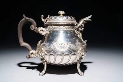 A French silver four-piece coffee and tea set, Lapar, Paris, 19th C.
