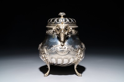 A French silver four-piece coffee and tea set, Lapar, Paris, 19th C.
