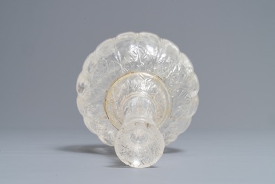 A Mughal-style rock crystal huqqa base, India, 19/20th C.