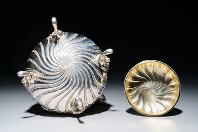 A French silver four-piece coffee and tea set, Lapar, Paris, 19th C.