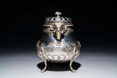 A French silver four-piece coffee and tea set, Lapar, Paris, 19th C.