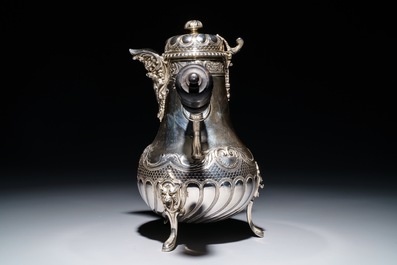 A French silver four-piece coffee and tea set, Lapar, Paris, 19th C.