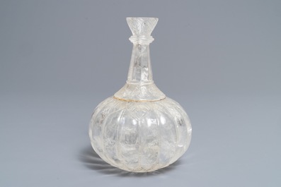 A Mughal-style rock crystal huqqa base, India, 19/20th C.