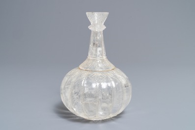 A Mughal-style rock crystal huqqa base, India, 19/20th C.