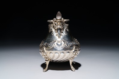 A French silver four-piece coffee and tea set, Lapar, Paris, 19th C.