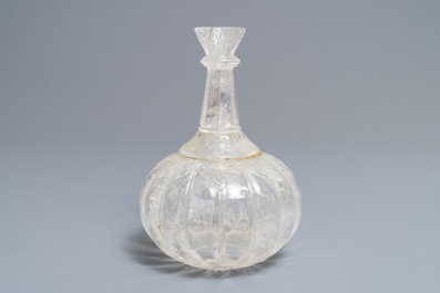 A Mughal-style rock crystal huqqa base, India, 19/20th C.