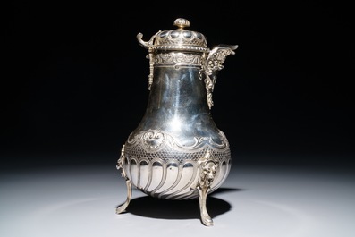 A French silver four-piece coffee and tea set, Lapar, Paris, 19th C.
