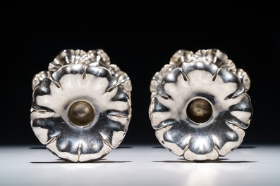 A pair of silver candlesticks, poss. Austria, 19th C.