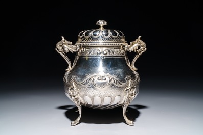 A French silver four-piece coffee and tea set, Lapar, Paris, 19th C.