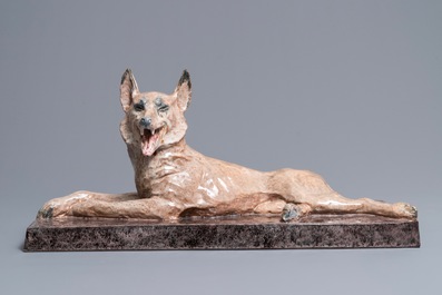 Maurice Guiraud Rivi&egrave;re (1881-1947): Mod&egrave;le d'un chien en c&eacute;ramique Art Deco