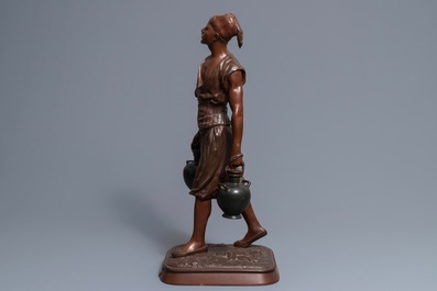 Jean-Didier Debut (1824-1893): Porteur d&rsquo;eau arabe, een koud beschilderd bronzen beeld