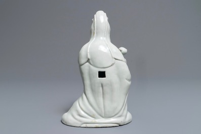 A Chinese blanc de Chine model of Guanyin and child, Qianlong