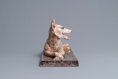 Maurice Guiraud Rivi&egrave;re (1881-1947): Mod&egrave;le d'un chien en c&eacute;ramique Art Deco