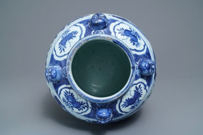 A large Chinese blue and white jar with birds in a landscape, Wanli