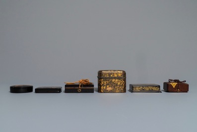 Six bo&icirc;tes couvertes en laque de Japon, Meiji/Showa, 19/20&egrave;me