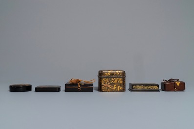 Six bo&icirc;tes couvertes en laque de Japon, Meiji/Showa, 19/20&egrave;me