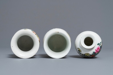 Seven Chinese qianjiang cai and famille rose wares, 19/20th C.