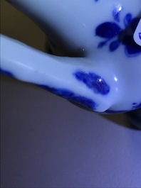A Chinese blue and white jug and cover after a pewter example, Kangxi