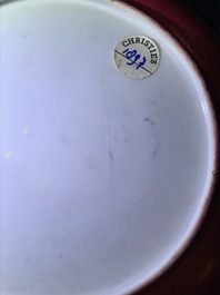 A fine Chinese famille rose 'ruby back' eggshell plate, Yongzheng