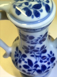 A Chinese blue and white jug and cover after a pewter example, Kangxi