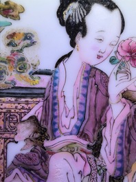 A fine Chinese famille rose 'ruby back' eggshell plate, Yongzheng