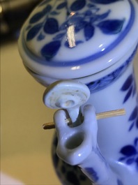 A Chinese blue and white jug and cover after a pewter example, Kangxi